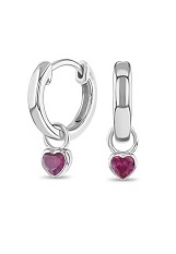 beautiful silver cubic zirconia heart July birthstone baby earrings